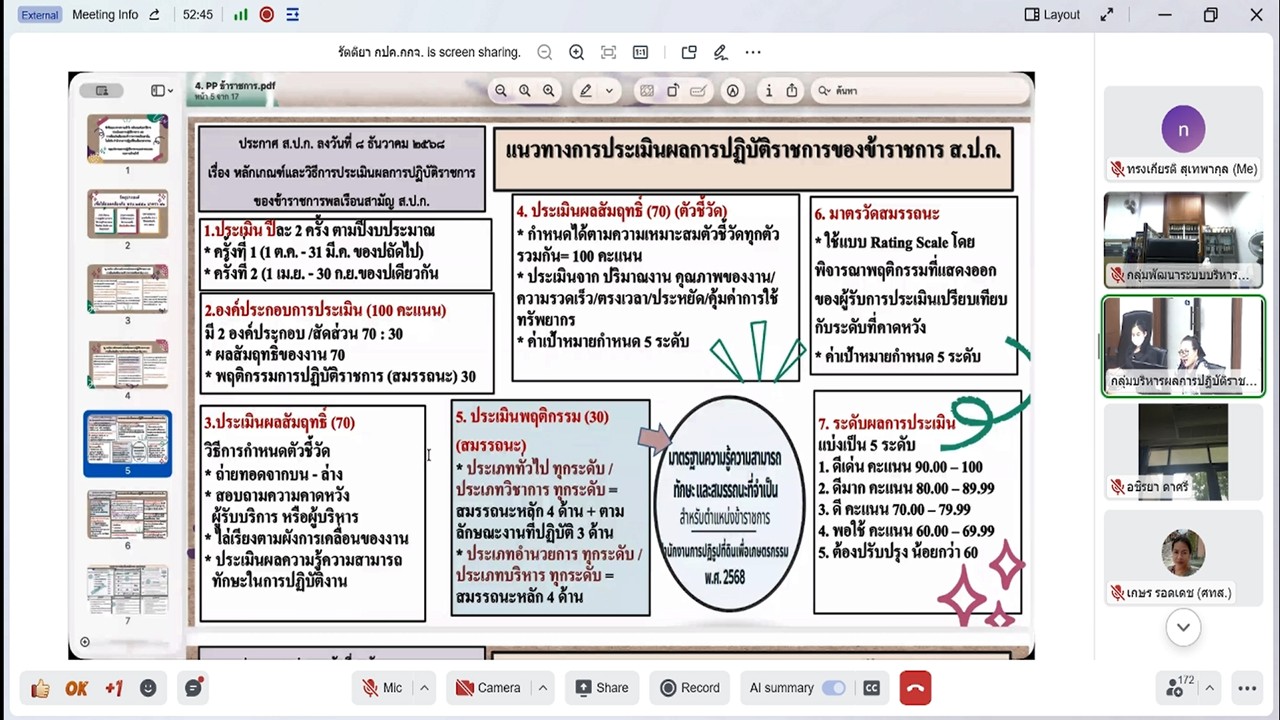 title - เข้าร่วมรับฟังการชี้แจงการสร้างความรู้ความเข้าใจ หลักเกณฑ์และวิธีการประเมินผลการปฏิบัติราชการ และการเลื่อนเงินเดือนข้าราชการ พนักงานราชการ และลูกจ้างประจำ ของ ส.ป.ก. ครั้งที่ 2/2569 (ช่วงเช้า) และรับฟังการสร้างความรู้ความเข้าใจให้กับผู้ใช้งานการจัดทำตัวชี้วัด และการประเมินผลการปฏิบัติราชการของข้าราชการพลเรือนสามัญ ในสังกัด ส.ป.ก. ผ่านระบบสารสนเทศทรัพยากรบุคคล DPIS V6 (ช่วงบ่าย) ผ่านสื่ออิเล็กทรอนิกส์ (ผ่านระบบออนไลน์ Application GDCC SPACE PLUS)